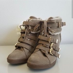 Michael Kors wedge fur booties ankle boots